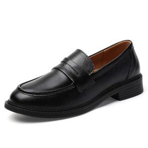 Loafers for Women Black Penny Leather Business Casual Shoes Women's Loafers & Slip-Ons Ladies Flats Comfortable Dressy