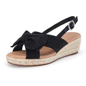 Women's Platform Espadrille Wedge Sandals Slingback Bowknot Open Toe Casual Summer Dress Shoes