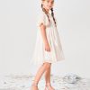 Girls Low Heel Sandals Open Toe Rhinestone Ankle Strap Flower Wedding Dress Shoes Little Big Kids