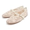 Mesh Ballet Flats for Women Embroidered Floral Mary Jane Flats Round Toe Slip On Ballerina Shoes Comfortable Casual Daily Dress