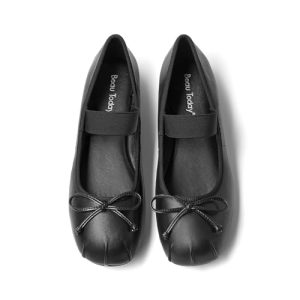 Ballet Flats for Women, Womens Mary Janes, Leather Ballerina Flats for Women, Comfortable Round Toe Bow Flat Mary Janes, Casual
