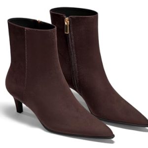 Ankle Boots for Women Kitten Low Heel Pointed Toe Booties Side Zipper Fall Shoes