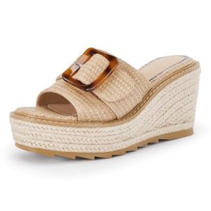 Women's Wedge Platform Espadrille Slide Sandals Slip On Open Toe High Heels Buckle Casual Summer Shoes