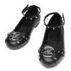 Womens Black Flats with Metal Studs and Adjustable Strap Dressy Comfotable Cute Ballet Flats Goth Shoes for Women Dressy Flats