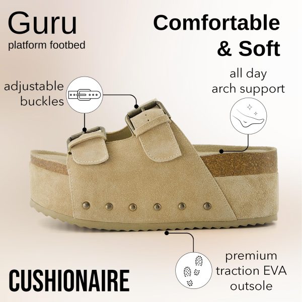 81LGJ8gQgRL.jpg Guru Platform Sandals Women Footwear ?C Comfortable Genuine Leather Footbed Studded Chunky Slide Summer Sandals for Women 2025
